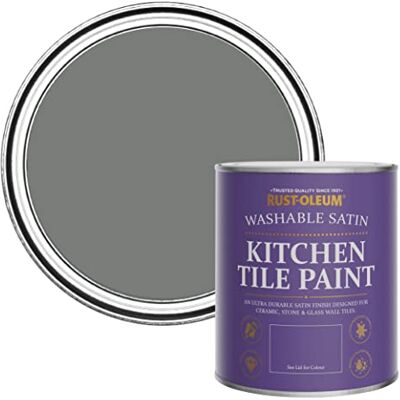 Rust-Oleum Grey water resistant Kitchen Tile Paint in Satin Finish Torch Grey 750ml Rust-Oleum Grey water resistant Kitchen Tile Paint in Satin Finish Torch Grey 750ml