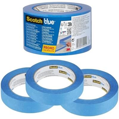 ScotchBlue Multi-Surface Premium Masking Tape, Pack of 3, 24 mm x 41 m, Scotch Adhesive Blue Painters Tape, For Painting and Decorating, Indoor & Outdoor, Sticks Well, 100% PEFC ScotchBlue Multi-Surface Premium Masking Tape, Pack of 3, 24 mm x 41 m, Scotch Adhesive Blue Painters Tape, For Painting and Decorating, Indoor & Outdoor, Sticks Well, 100% PEFC