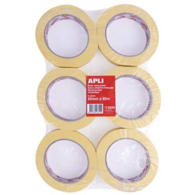 APLI 13824 Painters Tape, 25 mm x 45 m, Pack of 6 Rolls APLI 13824 Painters Tape, 25 mm x 45 m, Pack of 6 Rolls