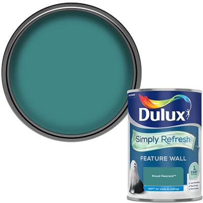 Dulux - Simply Refresh Feature Wall One Coat Matt Emulsion - Proud Peacock - Paint Dulux - Simply Refresh Feature Wall One Coat Matt Emulsion - Proud Peacock - Paint