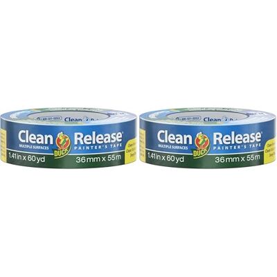 Duck Tape Clean Release Blue Painters Masking Tape, Indoor Painting and Decorating Multi Surfaces Prevent Paint Bleed 36mm x 55m (Pack of 2) Duck Tape Clean Release Blue Painters Masking Tape, Indoor Painting and Decorating Multi Surfaces Prevent Paint Bleed 36mm x 55m (Pack of 2)
