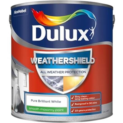 Dulux Weathershield Smooth Masonry Paint Pure Brilliant White 2.5L Dulux Weathershield Smooth Masonry Paint Pure Brilliant White 2.5L