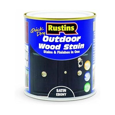 Rustins - Quick Dry Outdoor Wood Stain - Ebony - 500ml - Wood Stain Rustins - Quick Dry Outdoor Wood Stain - Ebony - 500ml - Wood Stain