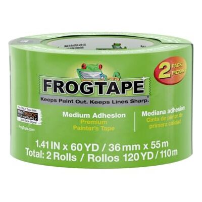 Frog Tape Multi-Surface Masking Tape for Painting 36mm x 55m, Decorators Tape, Painters Masking Tape for Indoor Painting & Decorating Pack of 2 Frog Tape Multi-Surface Masking Tape for Painting 36mm x 55m, Decorators Tape, Painters Masking Tape for Indoor Painting & Decorating Pack of 2