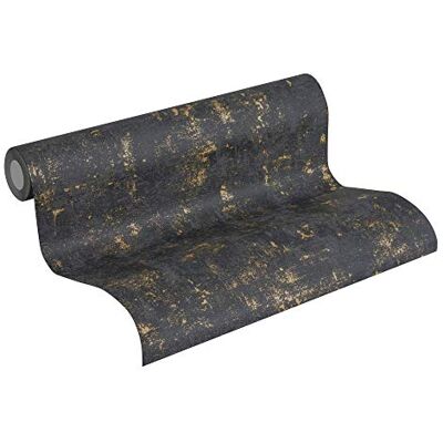 A.S. Création Non-Woven Wallpaper Blooming Wallpaper with Vintage Effect Black Gold 230782 2307-82, 10.05 m x 53 cm A.S. Création Non-Woven Wallpaper Blooming Wallpaper with Vintage Effect Black Gold 230782 2307-82, 10.05 m x 53 cm
