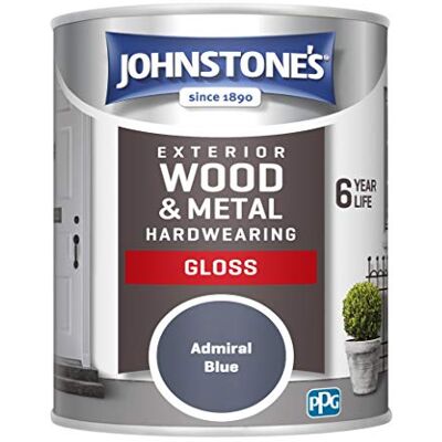 Johnstone's - Exterior Wood & Metal Hardwearing Gloss Paint - Admiral Blue - 750ml - Paint Johnstone's - Exterior Wood & Metal Hardwearing Gloss Paint - Admiral Blue - 750ml - Paint