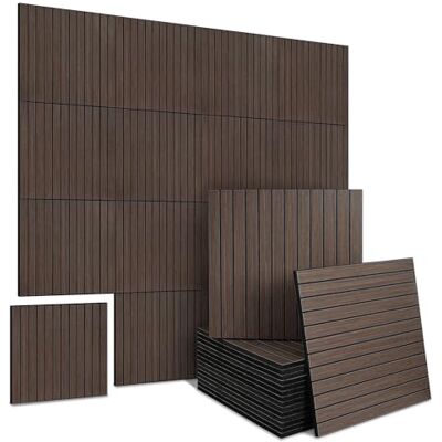 sunwings 16-Pack Peel and Stick Acoustic Wall Panels, 30cm x 30cm PET Soundproof & Noise Cancelling Acoustic Felt, Self-Adhesive 3D Sound Absorbing Slat Wall Paneling for Interior Wall Decor, Walnut sunwings 16-Pack Peel and Stick Acoustic Wall Panels, 30cm x 30cm PET Soundproof & Noise Cancelling Acoustic Felt, Self-Adhesive 3D Sound Absorbing Slat Wall Paneling for Interior Wall Decor, Walnut