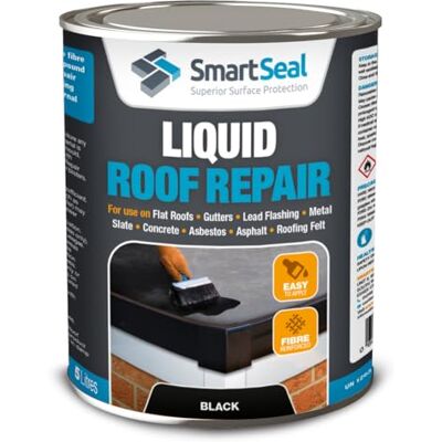 SmartSeal Liquid Roof Repair Black – 5 Litre – Liquid Roof Coating & Leak Repair Sealer for Flat Roofs, Shed Roofs, Gutters, Flashings, Metal, Concrete, Roofing Felt – Waterproof, Seamless Membrane SmartSeal Liquid Roof Repair Black – 5 Litre – Liquid Roof Coating & Leak Repair Sealer for Flat Roofs, Shed Roofs, Gutters, Flashings, Metal, Concrete, Roofing Felt – Waterproof, Seamless Membrane