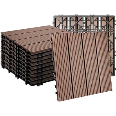 Relaxdays WPC Decking Tiles, 11 pcs, 30x30 cm, Weatherproof Balcony & Terrace, Click System, Brown Relaxdays WPC Decking Tiles, 11 pcs, 30x30 cm, Weatherproof Balcony & Terrace, Click System, Brown