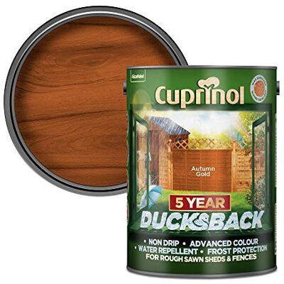 Cuprinol Ducksback 5 Year Shed and Fence Paint Autumn Gold 5L Cuprinol Ducksback 5 Year Shed and Fence Paint Autumn Gold 5L