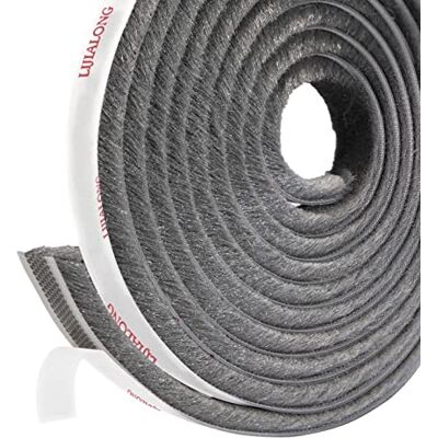 fowong Draught Excluder Tape,4.9 m(L) x9 mm(W) x 5mm(T) Door Brush Strip for Door Frame Insulation and Window Adhesive Brush Weather Stripping-Grey fowong Draught Excluder Tape,4.9 m(L) x9 mm(W) x 5mm(T) Door Brush Strip for Door Frame Insulation and Window Adhesive Brush Weather Stripping-Grey