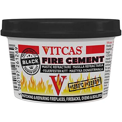 VITCAS 500 gram Black Fire Cement Excellent Adhesion Converts to Rock – Patching – Repairing – Fireplaces – Stoves – Boilers Easy To Use – Air Tight Seal – Quick Repair Time VITCAS 500 gram Black Fire Cement Excellent Adhesion Converts to Rock – Patching – Repairing – Fireplaces – Stoves – Boilers Easy To Use – Air Tight Seal – Quick Repair Time
