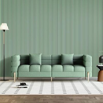 Jobu Acoustic Wall Panels in Pastel Green with Black Backing, 240cm x 60cm Jobu Acoustic Wall Panels in Pastel Green with Black Backing, 240cm x 60cm