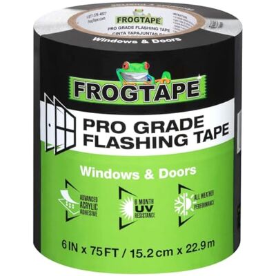 Frog Tape Pro Grade Flashing Tape for Windows & Doors All Weather & UV Resistant Flashing Tape with Advanced Acrylic Adhesive 152mm x 22.9m Frog Tape Pro Grade Flashing Tape for Windows & Doors All Weather & UV Resistant Flashing Tape with Advanced Acrylic Adhesive 152mm x 22.9m
