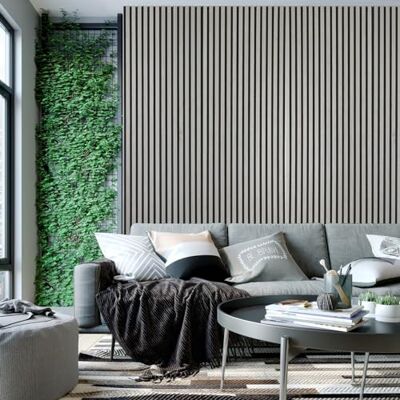 EverGrass WondaWall Acoustic Slat Wall Panel Decorative Wood MDF Slatted 3D 2400mm x 600mm (Smoked Grey) EverGrass WondaWall Acoustic Slat Wall Panel Decorative Wood MDF Slatted 3D 2400mm x 600mm (Smoked Grey)