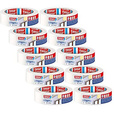 tesa UK tesa PE Cleaning Tape 4845 Masking Tape for Plastering and Painting Work for Masking and Covering White 33 m x 30 mm Pack of 10 tesa UK tesa PE Cleaning Tape 4845 Masking Tape for Plastering and Painting Work for Masking and Covering White 33 m x 30 mm Pack of 10