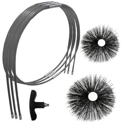 SHAFFER PRO Chimney Sweeping Kit, 20 ft Flexible Rods with 5 and 6 Inch Nylon Brushes 11 Flexible Sweeping Rods Free Ebook Included Removes Soot & Creosote Safely SHAFFER PRO Chimney Sweeping Kit, 20 ft Flexible Rods with 5 and 6 Inch Nylon Brushes 11 Flexible Sweeping Rods Free Ebook Included Removes Soot & Creosote Safely