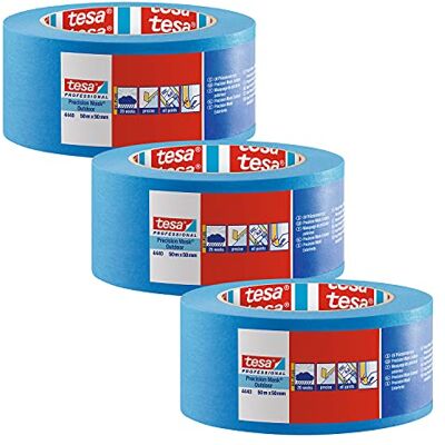 tesa UK tesa Precision Masking Tape 4440 Outdoor UV-PLUS Painter's Tape Pack of 3 Weather-Resistant Masking Tape for Outdoor Use for Precise Masking and Covering Blue 50 m x 50 mm Each tesa UK tesa Precision Masking Tape 4440 Outdoor UV-PLUS Painter's Tape Pack of 3 Weather-Resistant Masking Tape for Outdoor Use for Precise Masking and Covering Blue 50 m x 50 mm Each