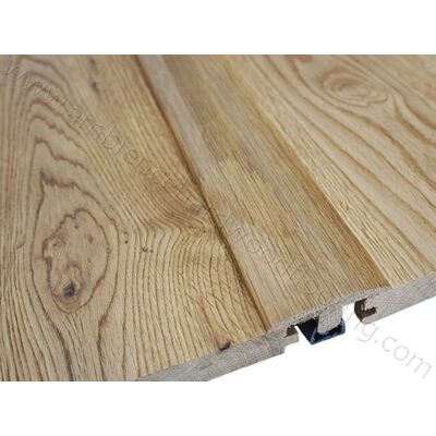 Kitchener Flooring Ltd Solid Oak Un-Finished 900mm Twin 'T' Moulding/Profile / Cover Strip/Threshold / Door Bar with plastic fixing strip Kitchener Flooring Ltd Solid Oak Un-Finished 900mm Twin 'T' Moulding/Profile / Cover Strip/Threshold / Door Bar with plastic fixing strip