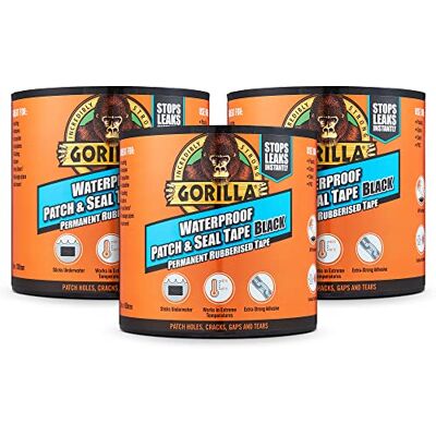 GORILLA Waterproof Patch & Seal Tape Black 3m (3 Pack) GORILLA Waterproof Patch & Seal Tape Black 3m (3 Pack)