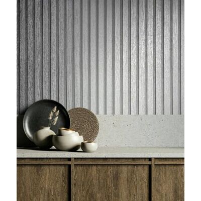 WALLCOVER Silver Metal Look Stripes Wallpaper Panels Non-Woven for Living Room Bedroom 10.05 x 0.53 m WALLCOVER Silver Metal Look Stripes Wallpaper Panels Non-Woven for Living Room Bedroom 10.05 x 0.53 m