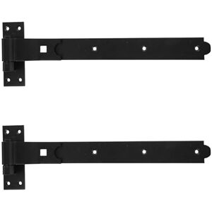 Merriway BH06853 (2 Pcs) Gate Hinges Heavy Duty Hook and Band Cranked Necked Black 400mm (16 Inch) Pack of 2 Pieces Merriway BH06853 (2 Pcs) Gate Hinges Heavy Duty Hook and Band Cranked Necked Black 400mm (16 Inch) Pack of 2 Pieces