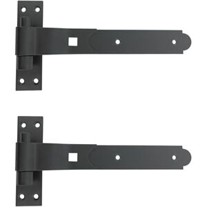 Merriway BH06850 (2 Pcs) Gate Hinges Heavy Duty Hook and Band Cranked Necked Black 250mm (10 Inch) Pack of 2 Pieces Merriway BH06850 (2 Pcs) Gate Hinges Heavy Duty Hook and Band Cranked Necked Black 250mm (10 Inch) Pack of 2 Pieces