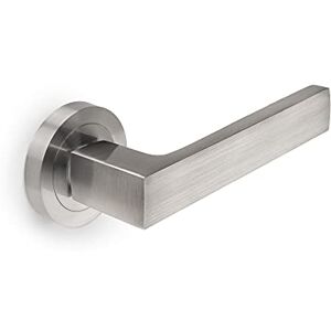 Emuca Internal Door Handles, Set of Internal Door Handles with D.50 mm (1,96 inch) Rose, Aluminium, Satin Nickel. Emuca Internal Door Handles, Set of Internal Door Handles with D.50 mm (1,96 inch) Rose, Aluminium, Satin Nickel.