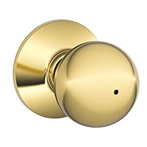 SCHLAGE F40ORB605 Orbit Privacy Knob, Bright Brass SCHLAGE F40ORB605 Orbit Privacy Knob, Bright Brass