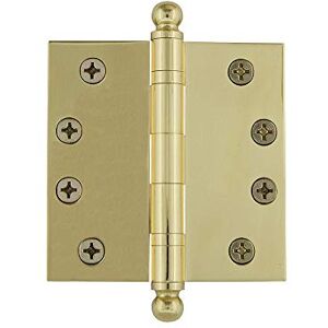 Nostalgic Warehouse 728372 4" Ball Tip Heavy Duty Square Corners Door Hinge, Polished Brass Nostalgic Warehouse 728372 4" Ball Tip Heavy Duty Square Corners Door Hinge, Polished Brass