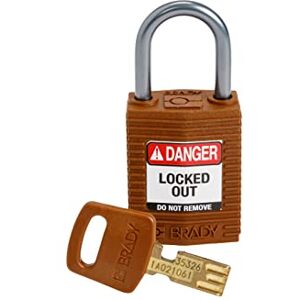 Brady SafeKey Padlock, Brown, 2.6 in H x 1.25 in W x 0.75 in D Brady SafeKey Padlock, Brown, 2.6 in H x 1.25 in W x 0.75 in D