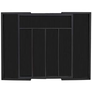 Relaxdays Bamboo Cutlery Tray, Extendable, 7 Compartments, for Utensils, 5.5 x 31.5-48.5 x 37 cm, Drawer Insert, Black Relaxdays Bamboo Cutlery Tray, Extendable, 7 Compartments, for Utensils, 5.5 x 31.5-48.5 x 37 cm, Drawer Insert, Black