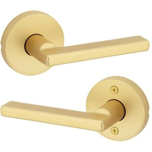 Kwikset Halifax Interior Passage Door Handle, Lever for Closet and Hallway Doors, Reversible Non-Locking Handle Lever, Satin Brass, with Microban Protection Kwikset Halifax Interior Passage Door Handle, Lever for Closet and Hallway Doors, Reversible Non-Locking Handle Lever, Satin Brass, with Microban Protection