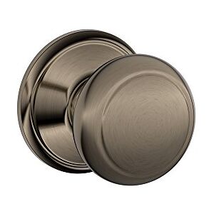 SCHLAGE F10 and 620 16-080 10-027 Andover Hall and Closet Knob, Antique Pewter SCHLAGE F10 and 620 16-080 10-027 Andover Hall and Closet Knob, Antique Pewter