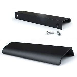 JOOJA 10 Pack Modern Style Finger Edge Pull Furniture DrawerHandles Hidden Cabinet Kitchen Drawer Handles Knobs (200mm, Black) JOOJA 10 Pack Modern Style Finger Edge Pull Furniture DrawerHandles Hidden Cabinet Kitchen Drawer Handles Knobs (200mm, Black)