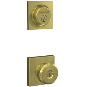 SCHLAGE FB55N V BWE 608 COL Single Cylinder Deadbolt and Keyed Entry Bowery Knob with Collins Trim, Satin Brass SCHLAGE FB55N V BWE 608 COL Single Cylinder Deadbolt and Keyed Entry Bowery Knob with Collins Trim, Satin Brass