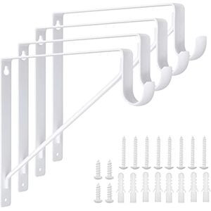 Holdware White Heavy-Duty Closet Rod Brackets - Wall Mounted Shelf Support - 11x10.2x1 Inches Holdware White Heavy-Duty Closet Rod Brackets - Wall Mounted Shelf Support - 11x10.2x1 Inches
