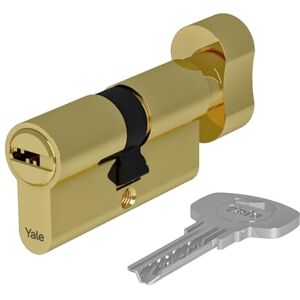 Yale Lock Cylinder 1000 Series 40/40mm Polished Brass High Security Knob Cylinder with 4 Keys for Front Doors and Apartment Doors Yale Lock Cylinder 1000 Series 40/40mm Polished Brass High Security Knob Cylinder with 4 Keys for Front Doors and Apartment Doors