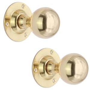Infinity Pair of Round Ball Mortice Door Knobs Set Polished Brass 45mm Pull Handles Pair Ideal for Interior and Exterior Use Infinity Pair of Round Ball Mortice Door Knobs Set Polished Brass 45mm Pull Handles Pair Ideal for Interior and Exterior Use