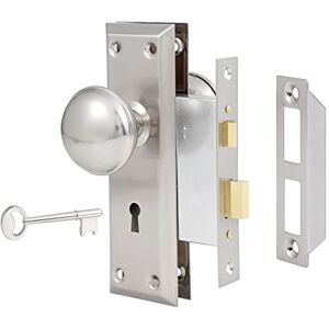 Newliplace Mortise Lock Set - Vintage Door Knob with Lock - Brushed Nickel - Interior Door Hardware Newliplace Mortise Lock Set - Vintage Door Knob with Lock - Brushed Nickel - Interior Door Hardware