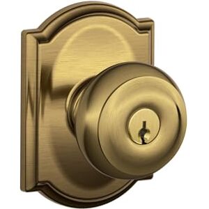 SCHLAGE F51A GEO 609 CAM Camelot Collection Georgian Keyed Entry Knob, Antique Brass SCHLAGE F51A GEO 609 CAM Camelot Collection Georgian Keyed Entry Knob, Antique Brass