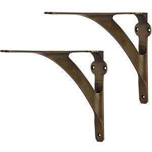 A29 Set of 2 Classic 5 7/8 Inches Brass Shelf Brackets with Antique Brass Finish Heavy Duty Adjustable Support Brackets Easy Installation Hardware A29 Set of 2 Classic 5 7/8 Inches Brass Shelf Brackets with Antique Brass Finish Heavy Duty Adjustable Support Brackets Easy Installation Hardware