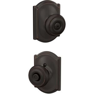 SCHLAGE F40 GEO 716 CAM Camelot Collection Georgian Privacy Knob, Aged Bronze SCHLAGE F40 GEO 716 CAM Camelot Collection Georgian Privacy Knob, Aged Bronze