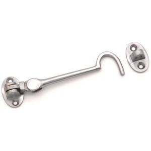 Infinity Solid Brass 4Inch (100mm) Cabin Hook and Eye Silent Catch Satin Chrome Finish Window Shed Door Gate Latches Infinity Solid Brass 4Inch (100mm) Cabin Hook and Eye Silent Catch Satin Chrome Finish Window Shed Door Gate Latches