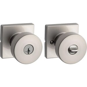 Kwikset Pismo Satin Nickel Door Knob - Door Lock, Keyed Entry, Modern Design Kwikset Pismo Satin Nickel Door Knob - Door Lock, Keyed Entry, Modern Design