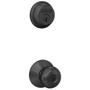 SCHLAGE FB50NGPLY622 Deadbolt and Plymouth Knob 1 Side, Highest Residential Security, Keyed Entry Lock, Matte Black SCHLAGE FB50NGPLY622 Deadbolt and Plymouth Knob 1 Side, Highest Residential Security, Keyed Entry Lock, Matte Black