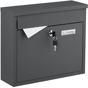 Relaxdays wall-mounted letterbox with nameplate, HxWxD: 31 x 36 x 12 cm, iron, 4 keys, anthracite Relaxdays wall-mounted letterbox with nameplate, HxWxD: 31 x 36 x 12 cm, iron, 4 keys, anthracite
