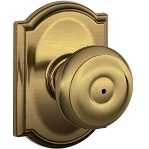SCHLAGE F40 GEO 609 CAM Camelot Collection Georgian Privacy Knob, Antique Brass SCHLAGE F40 GEO 609 CAM Camelot Collection Georgian Privacy Knob, Antique Brass