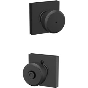 SCHLAGE F40 BWE 622 COL Bowery Knob with Collins Trim Bed & Bath Privacy Door Lock, Matte Black SCHLAGE F40 BWE 622 COL Bowery Knob with Collins Trim Bed & Bath Privacy Door Lock, Matte Black