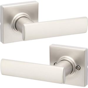 Kwikset Breton Passage Door Lever for Hall and Closet Doors Featuring Microban in Satin Nickel Kwikset Breton Passage Door Lever for Hall and Closet Doors Featuring Microban in Satin Nickel
